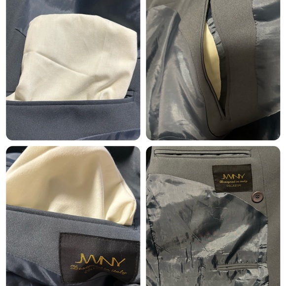 MNY Designed in Italy Collezioni Gray Double Breasted Suit Jacket Blazer 50L EUC - Picture 7 of 12